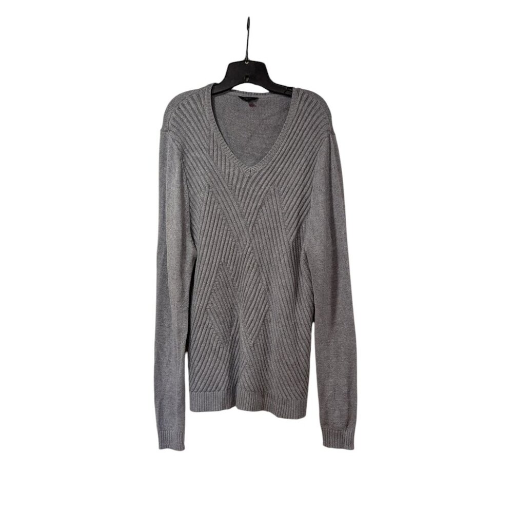 Guess Gray Chunky Plus Size Cable Knit V-neck Long Sweater Tunic Sz XXL